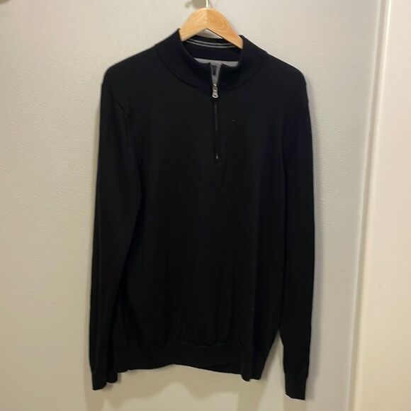 Nordstrom Other - Nordstrom mens black extra fine merino wool half zip sweater